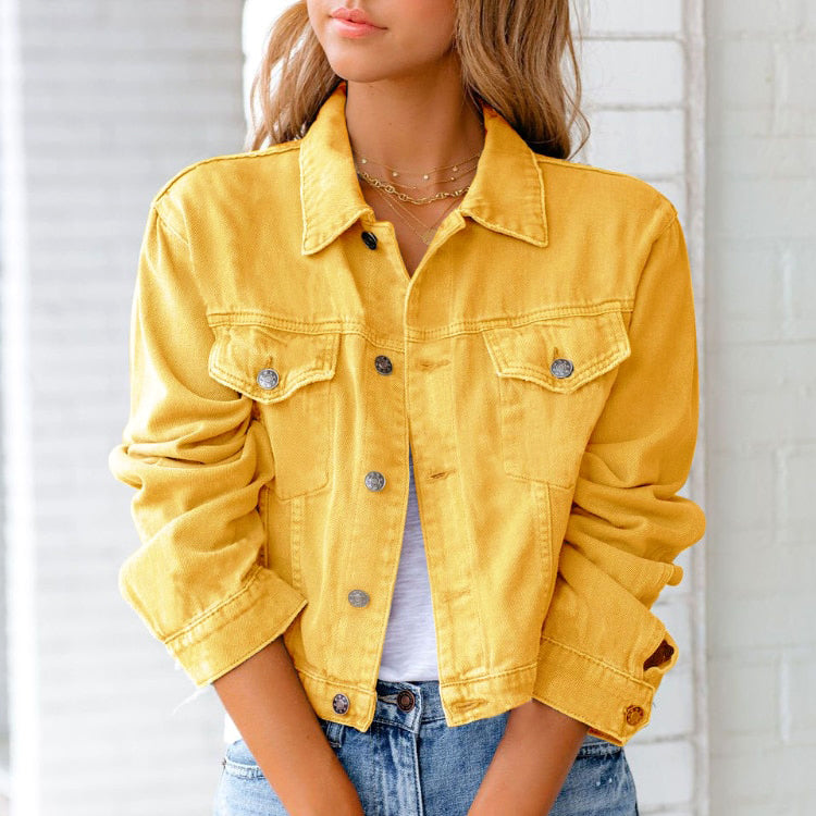 Veste Jean Rose Feminine avec Fermetures Métalliques