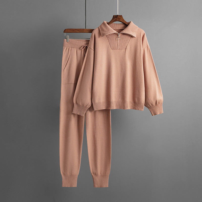 Ensemble Deux Pièces Femme Élégant avec Haut Zippé et Pantalon Jogging pour Automne et Hiver - LuxeStyle