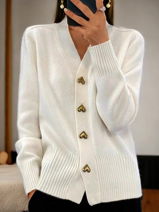 Gilet Femme Chic - Cardigan Douillet avec Fermetures Cœur - LuxeStyle