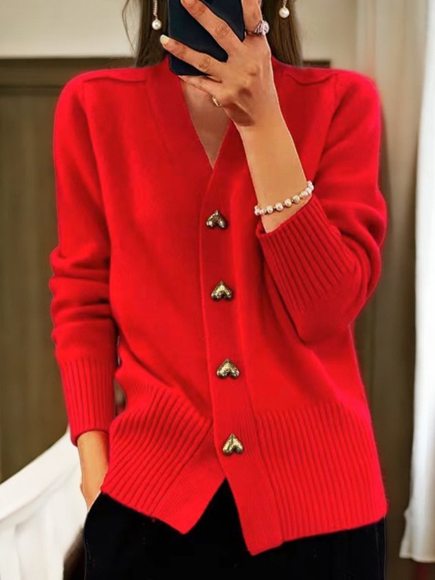 Gilet Femme Chic - Cardigan Douillet avec Fermetures Cœur