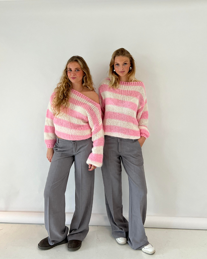 Pull Femme Très Doux à Rayures Élégantes