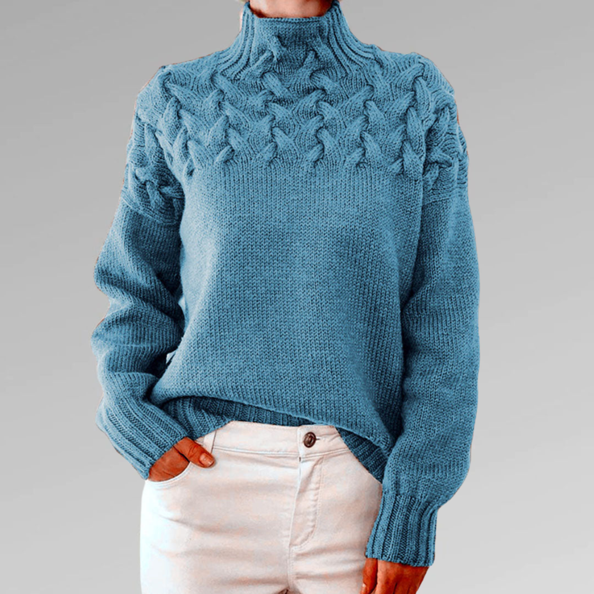 Pull Femme Hiver Tricôté Marine - LuxeStyle