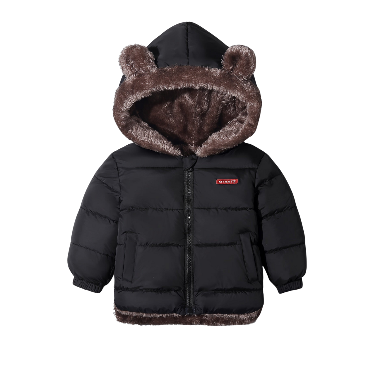 Veste Enfant à Capuche Ours Doublée Fourrure Noire - LuxeStyle