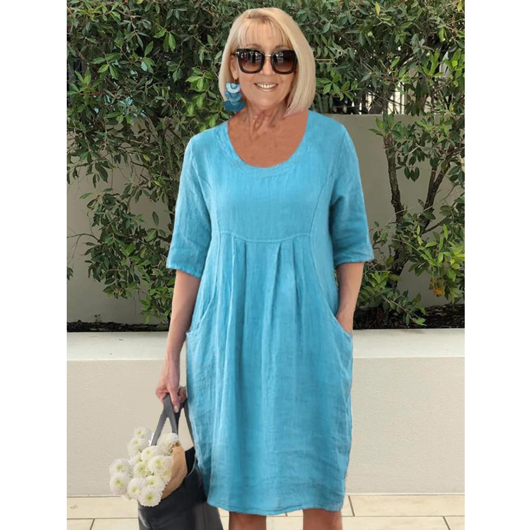 Robe de femme en lin gris clair décontractée