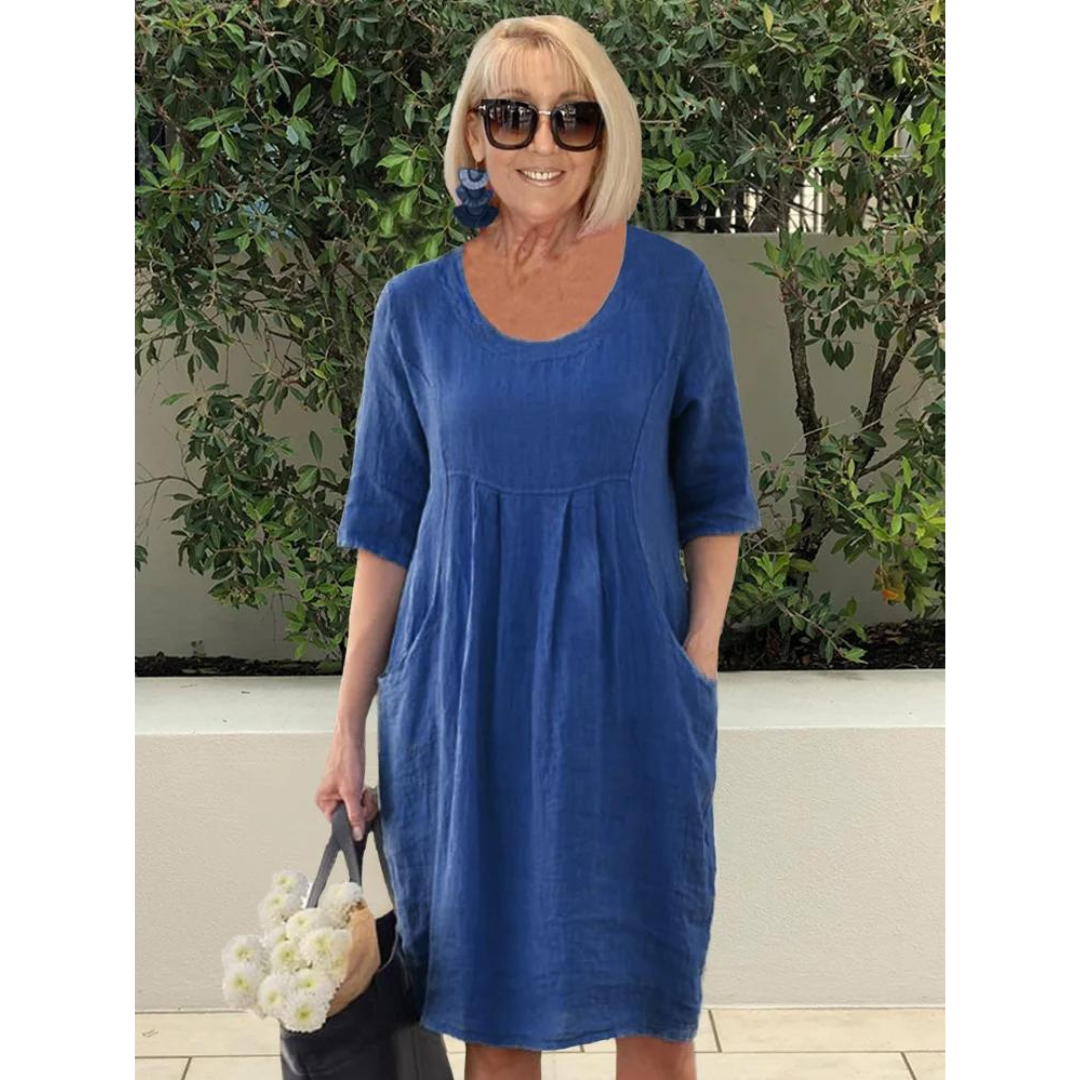 Robe de femme en lin gris clair décontractée