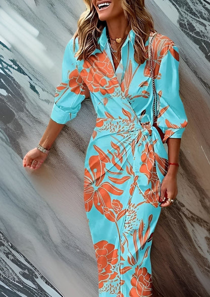 Robe Rayée Élégante Femme - Robe Croisée Confortable et Légère