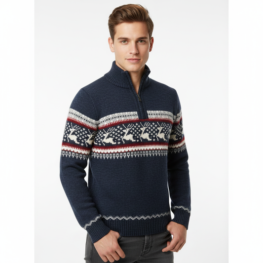 Pull Hiver Homme Tricoté Élégant avec Motifs de Noël - LuxeStyle