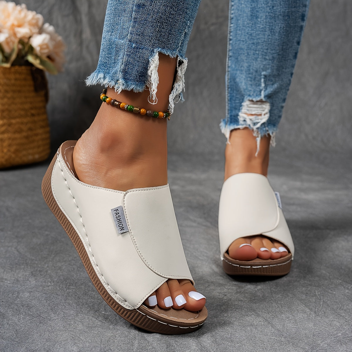 Sandales plates-formes cuir marine femme