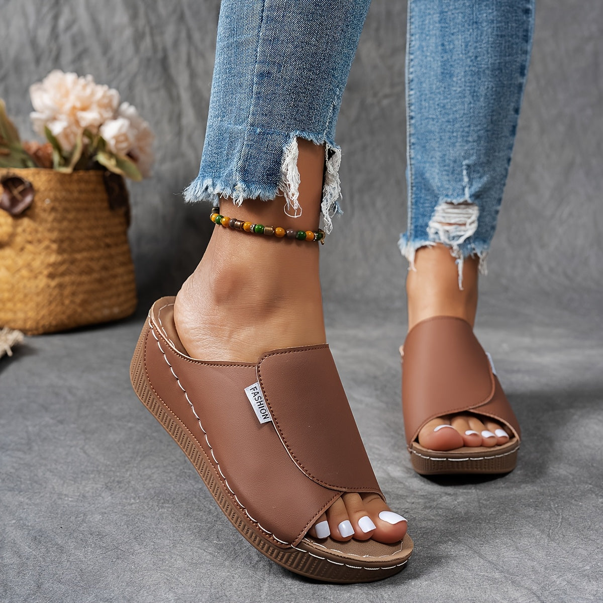 Sandales plates-formes cuir marine femme