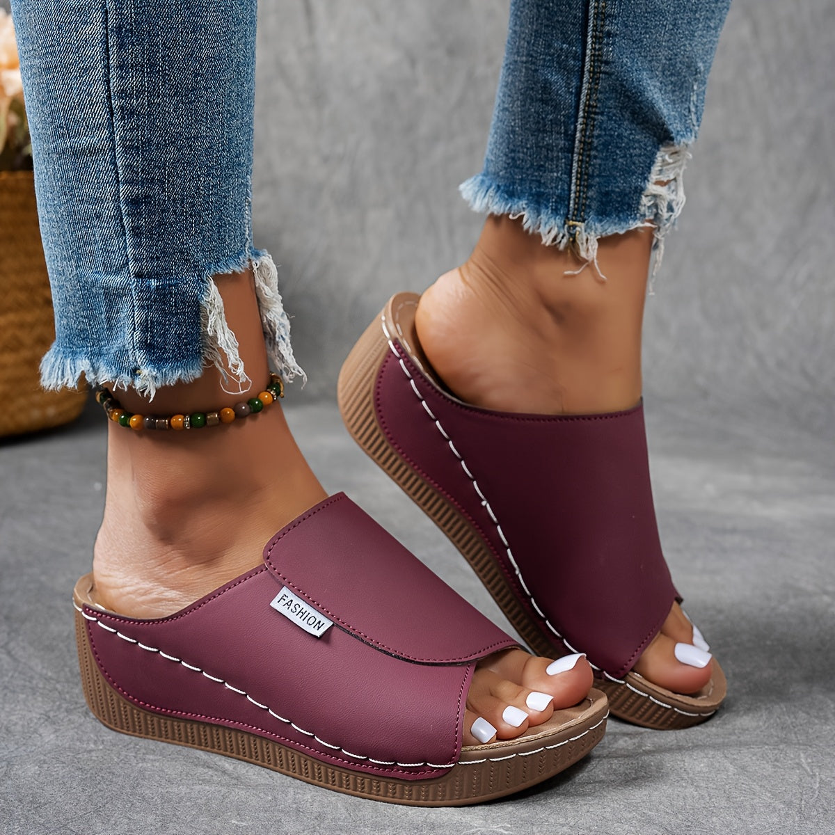 Sandales plates-formes cuir marine femme