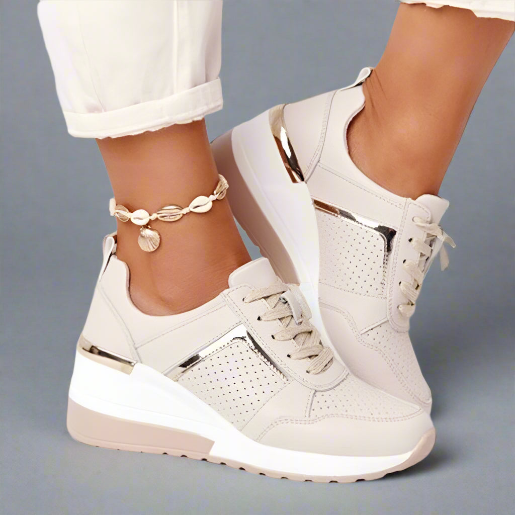 Chaussures running féminines confortables beige - LuxeStyle