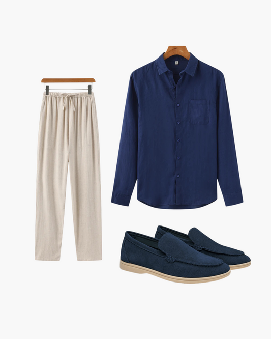 Costume Homme Été Complet Chemise Pantalon Chaussures - LuxeStyle