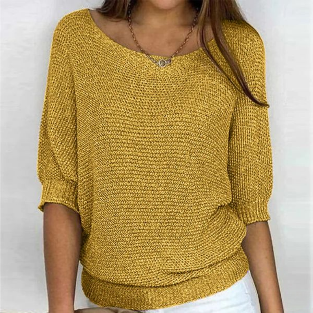 Pull femme vert olive manches courtes