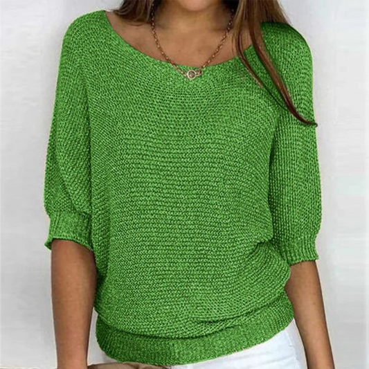 Pull femme vert olive manches courtes - LuxeStyle