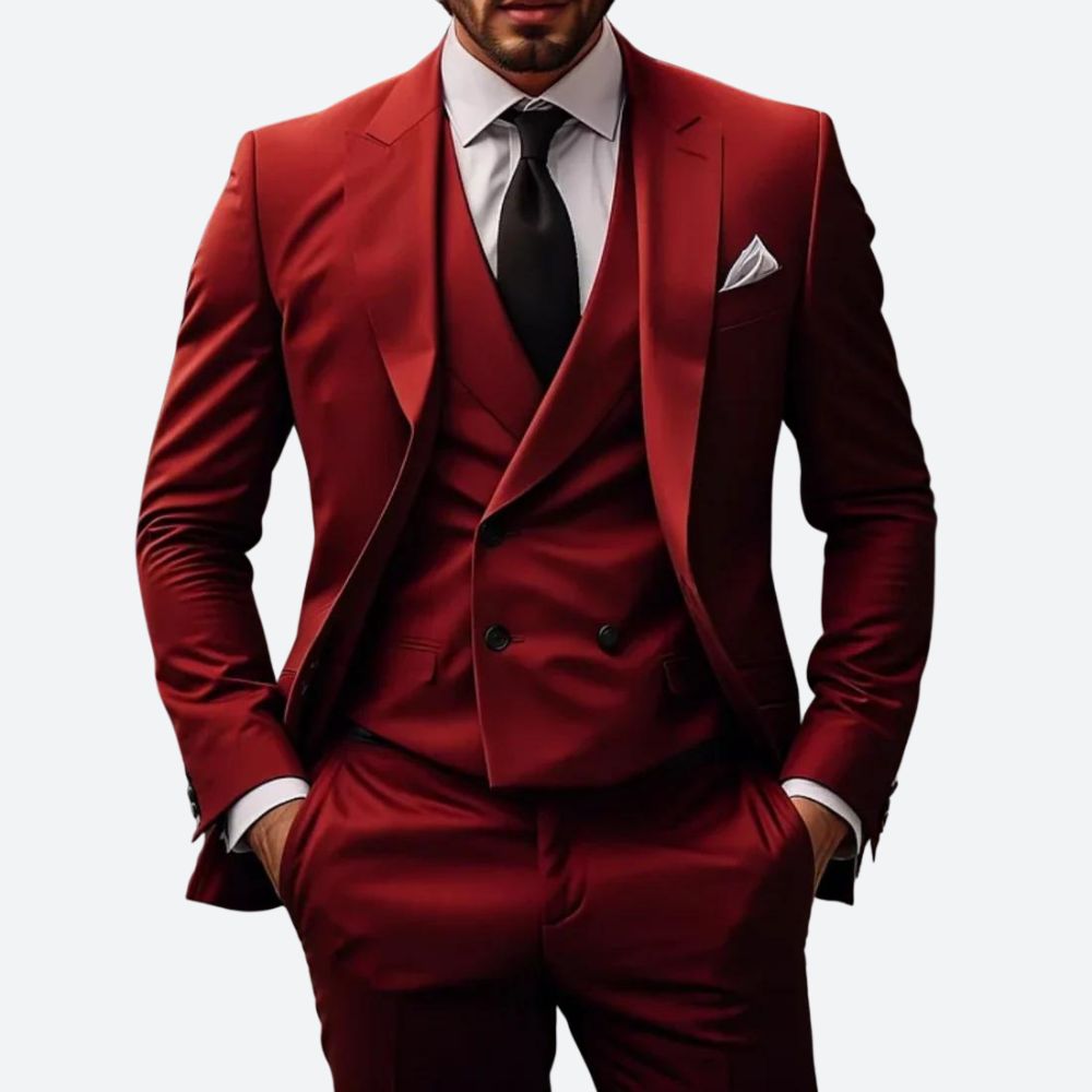 Costume Homme Élégant Noir Trois Pièces avec Veston et Nœud Papillon