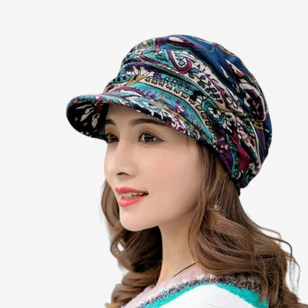 Casquette Florale avec Rabats Réglables