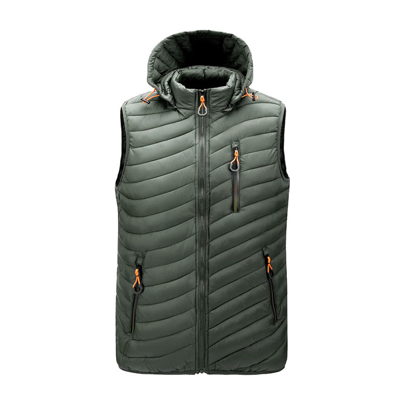 Gilet d'hiver chaud sans manches pour homme noir
