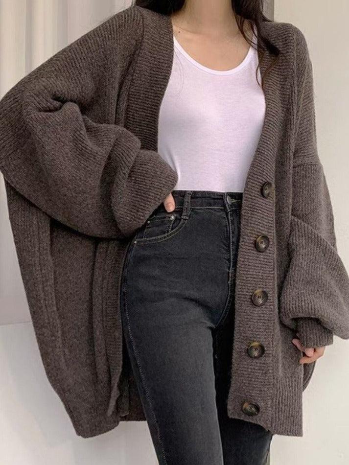Cardigan Femme Élégant Boutonné Long