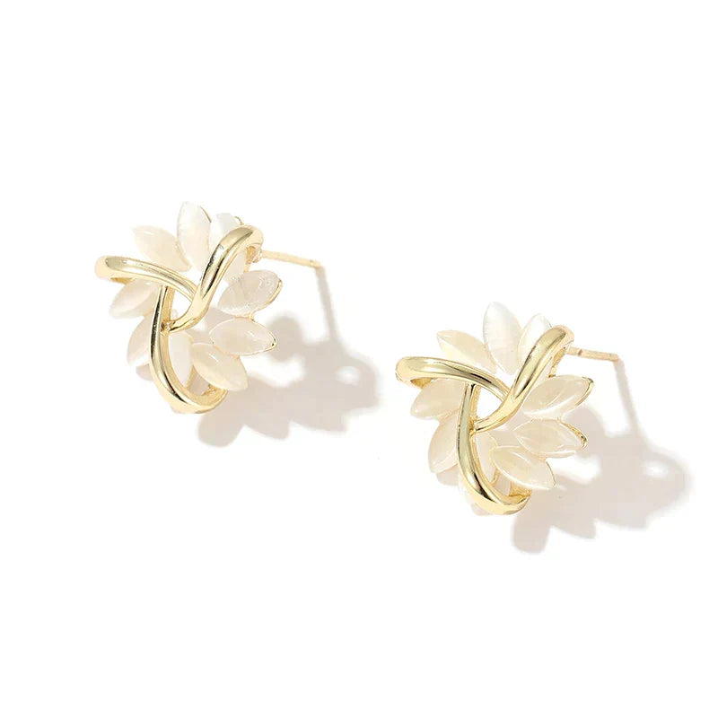Boucles d'oreilles Fleur Délicates avec Pierres Brillantes - LuxeStyle