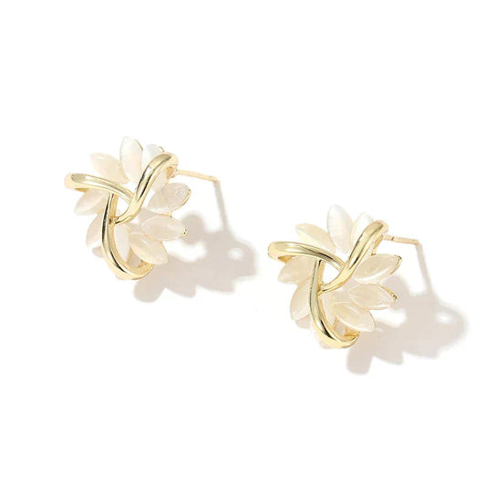 Boucles d'oreilles Fleur Délicates avec Pierres Brillantes - LuxeStyle