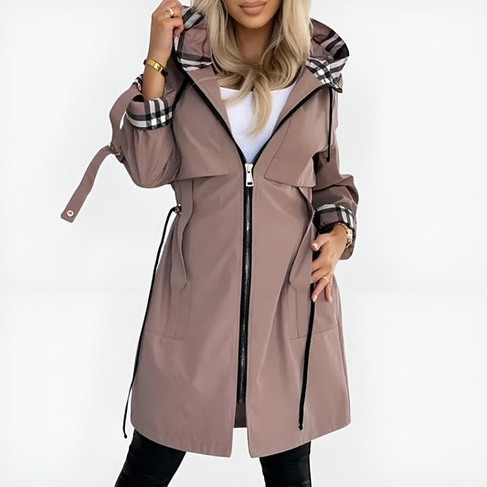 Manteau Femme Élégant avec Fermeture Éclair Avant - LuxeStyle