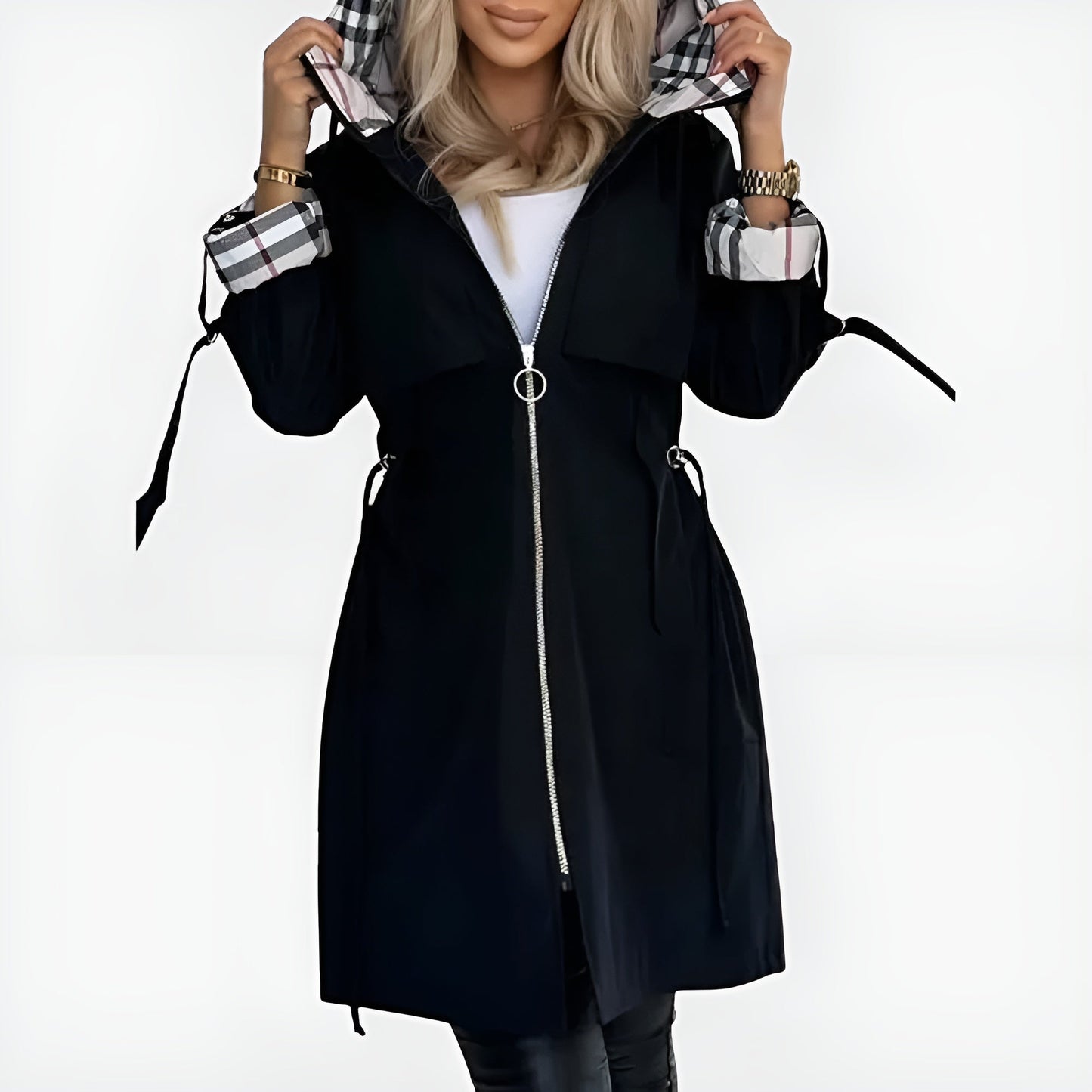 Manteau Femme Élégant avec Fermeture Éclair Avant