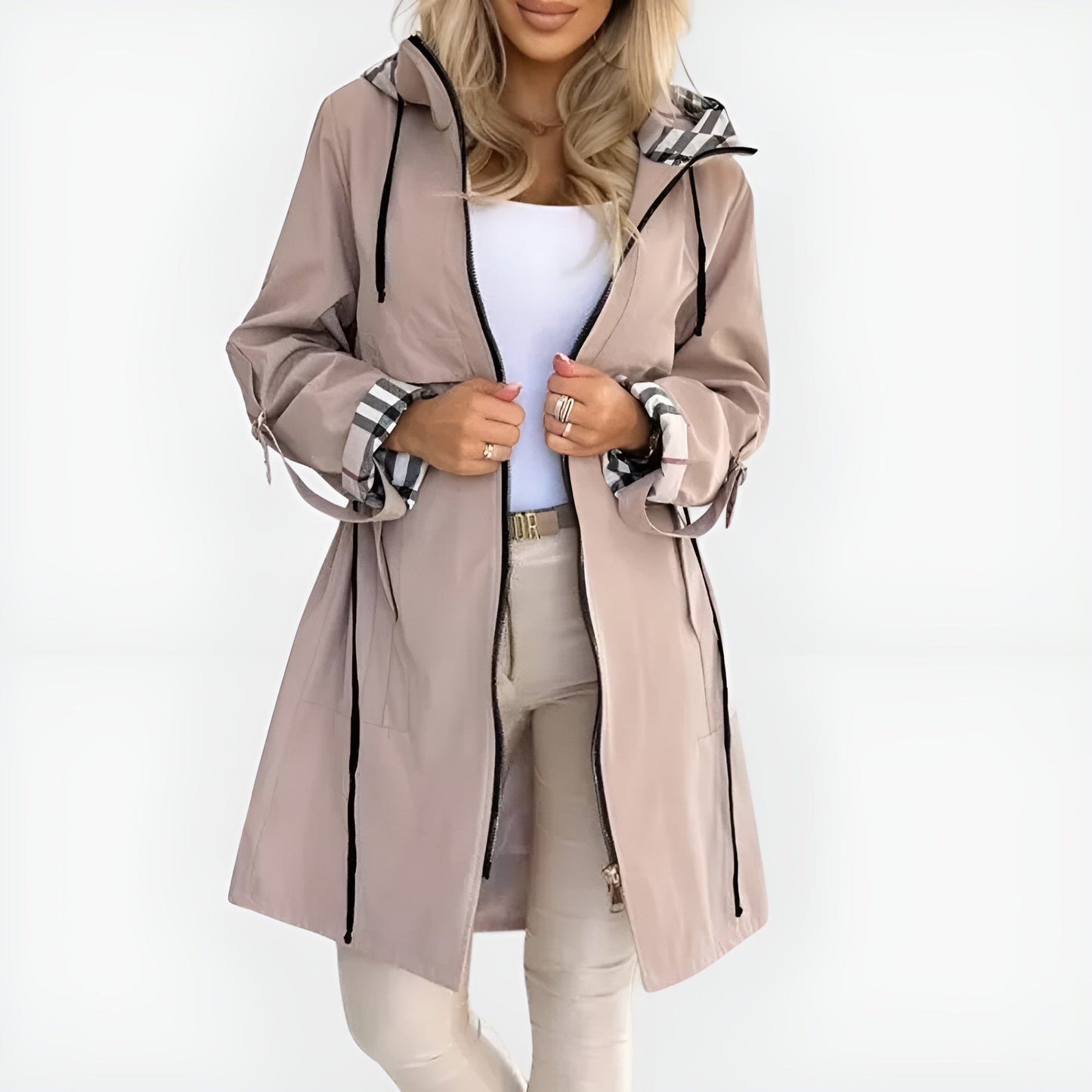 Manteau Femme Élégant avec Fermeture Éclair Avant