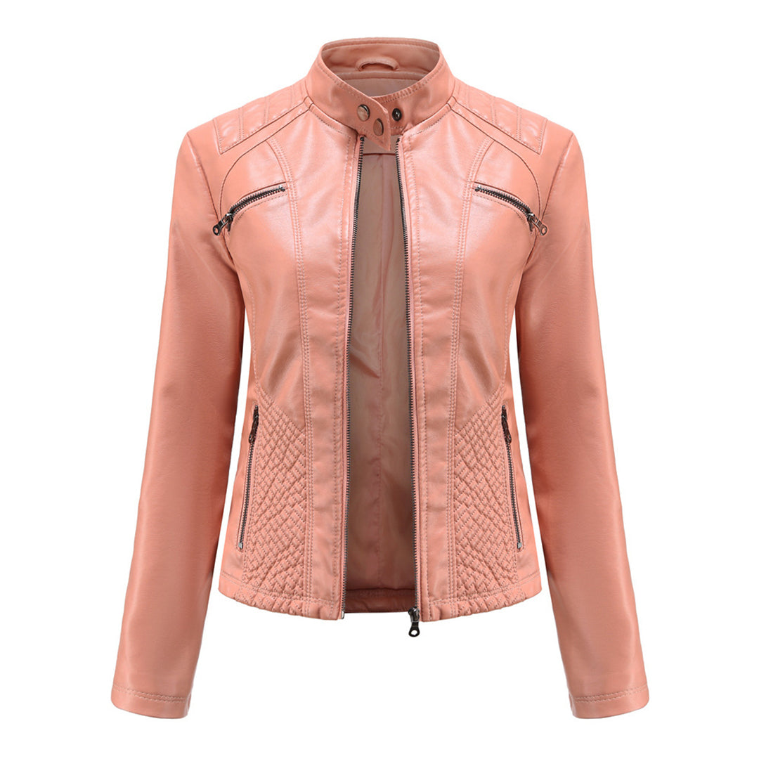 Veste Cuir Féminine Élégante à Fermeture Originale