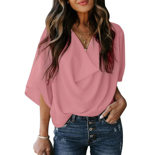 Chemisier Élégant Col V Drapeau Fluidité Féminine - LuxeStyle
