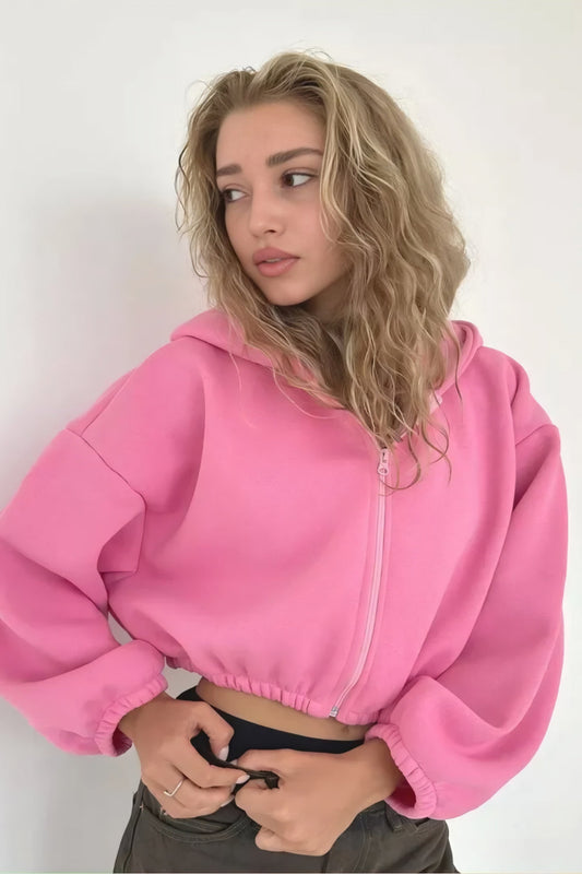 Sweat à Capuche Femme Élégant Court - luxestyle