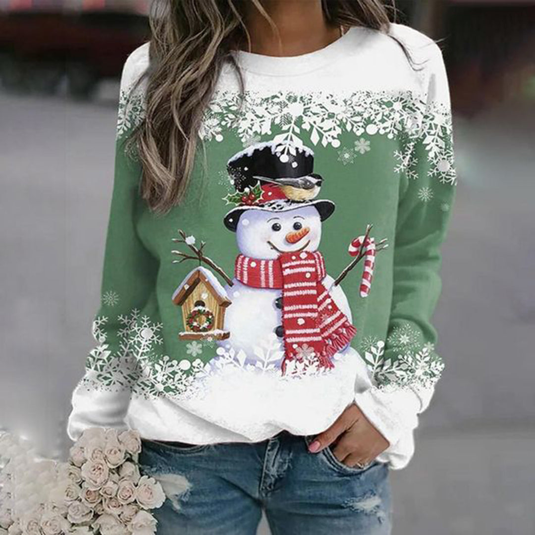 Pull Femme Hiver – Doux & Festif avec Imprimé Bonhomme de Neige Chic - LuxeStyle