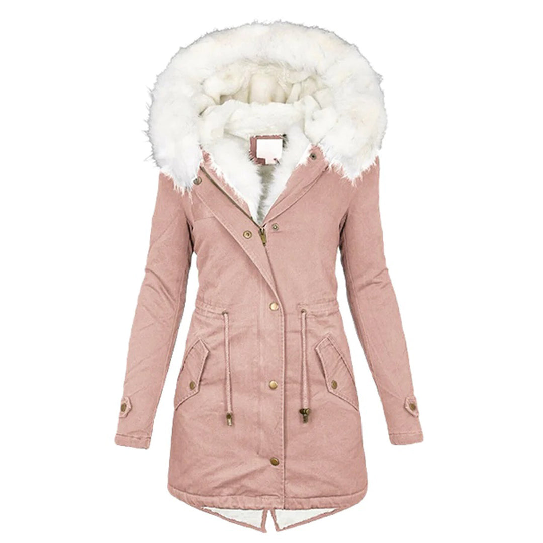 Manteau Femme Hiver Chic avec Capuche et Col en Fausse Fourrure