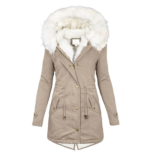 Manteau Femme Hiver Chic avec Capuche et Col en Fausse Fourrure - LuxeStyle