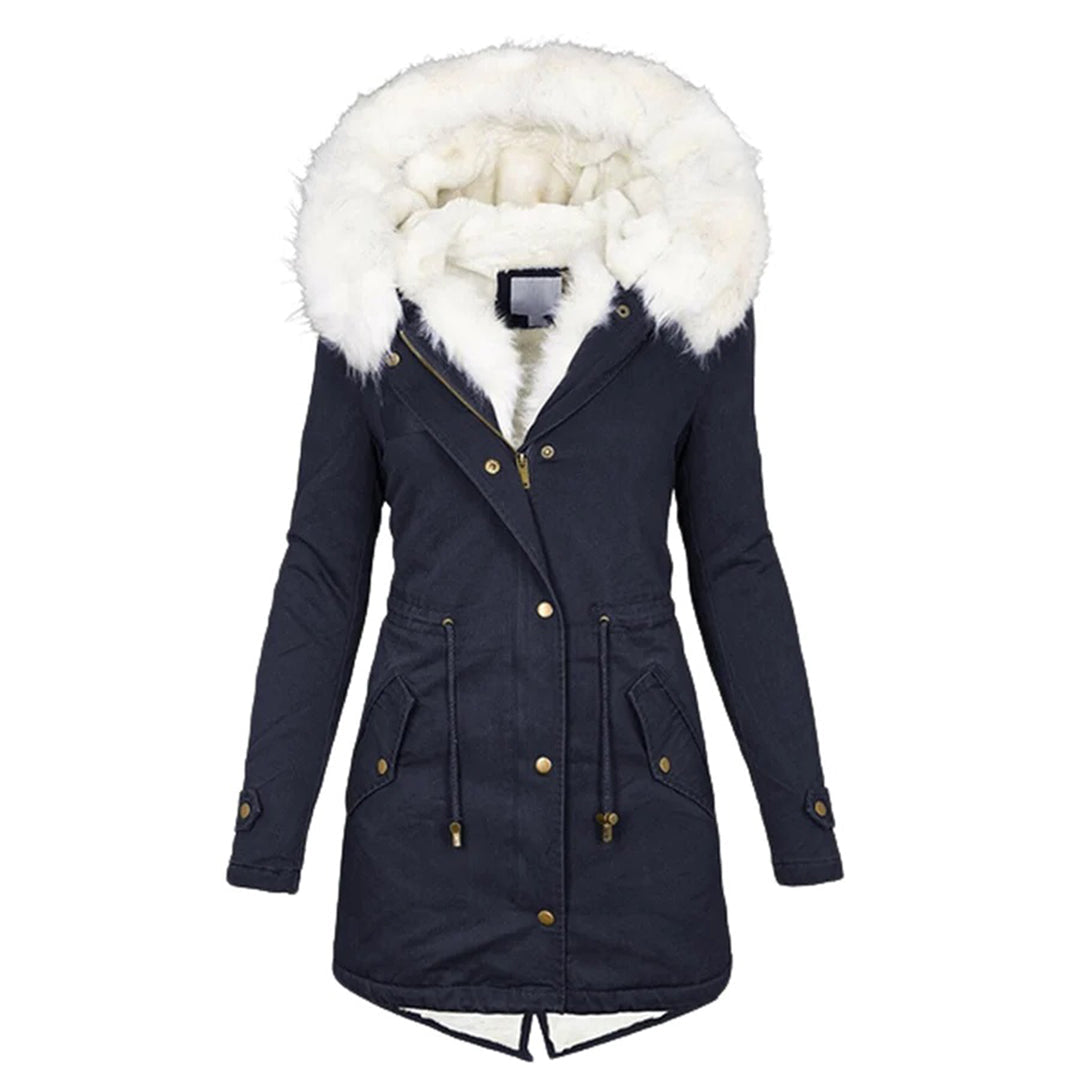 Manteau Femme Hiver Chic avec Capuche et Col en Fausse Fourrure