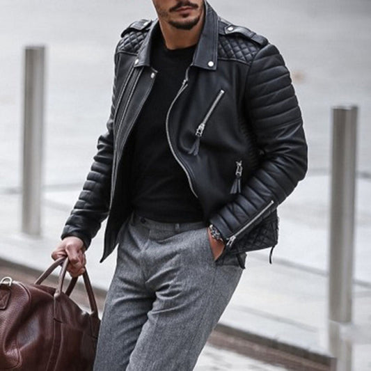 Blouson Cuir Homme Élégant - luxestyle