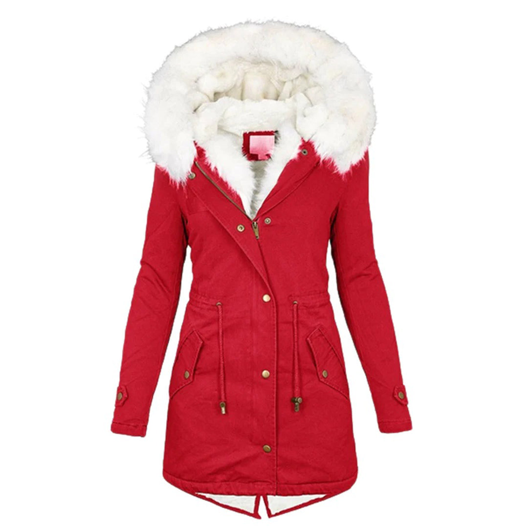 Manteau Femme Hiver Chic avec Capuche et Col en Fausse Fourrure