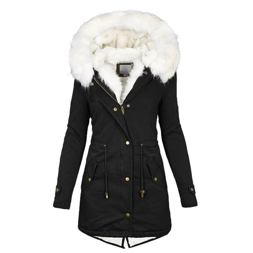Manteau Femme Hiver Chic avec Capuche et Col en Fausse Fourrure