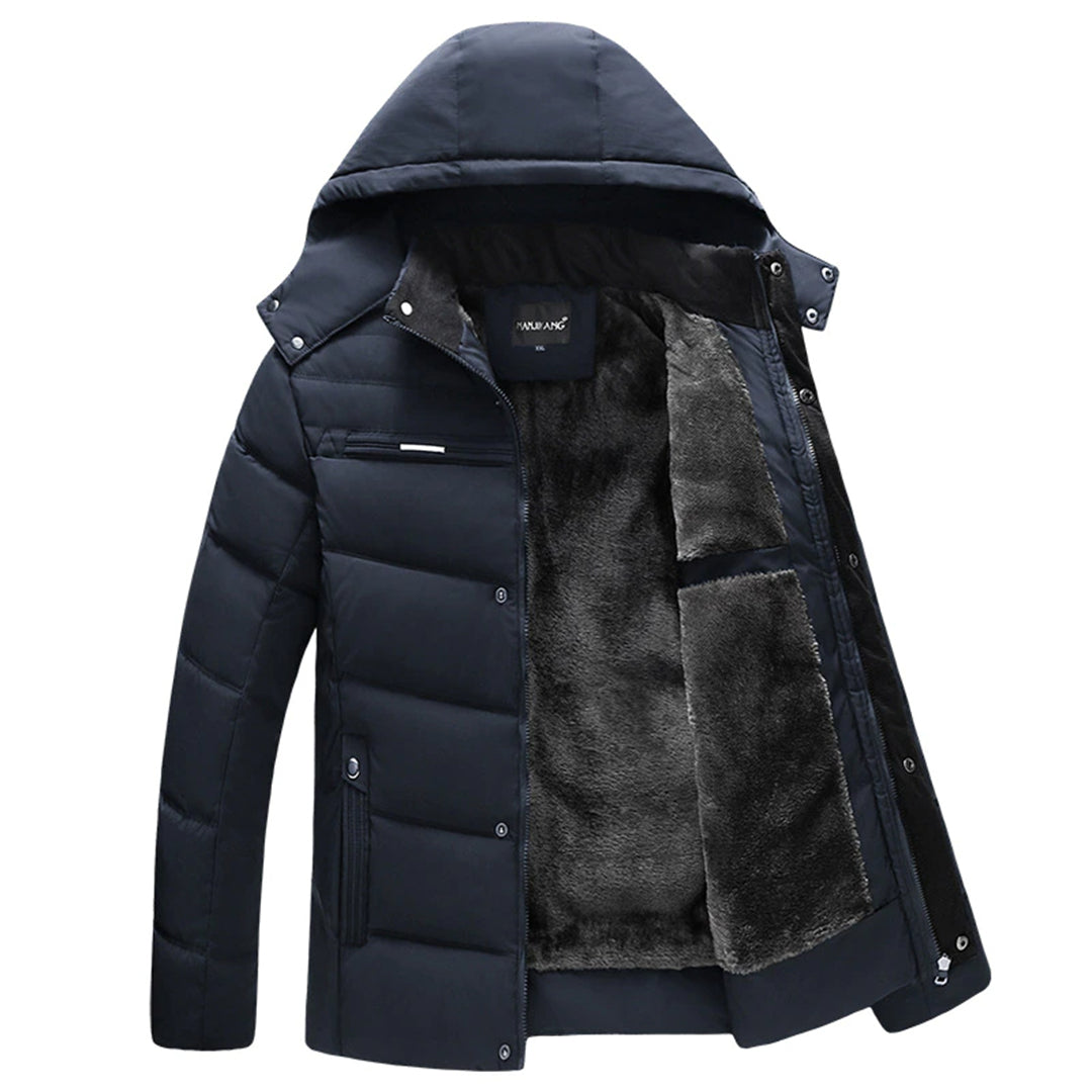 Manteau Hiver Homme Élégant avec Capuche et Fermeture Éclair