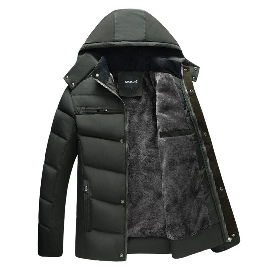 Manteau Hiver Homme Élégant avec Capuche et Fermeture Éclair