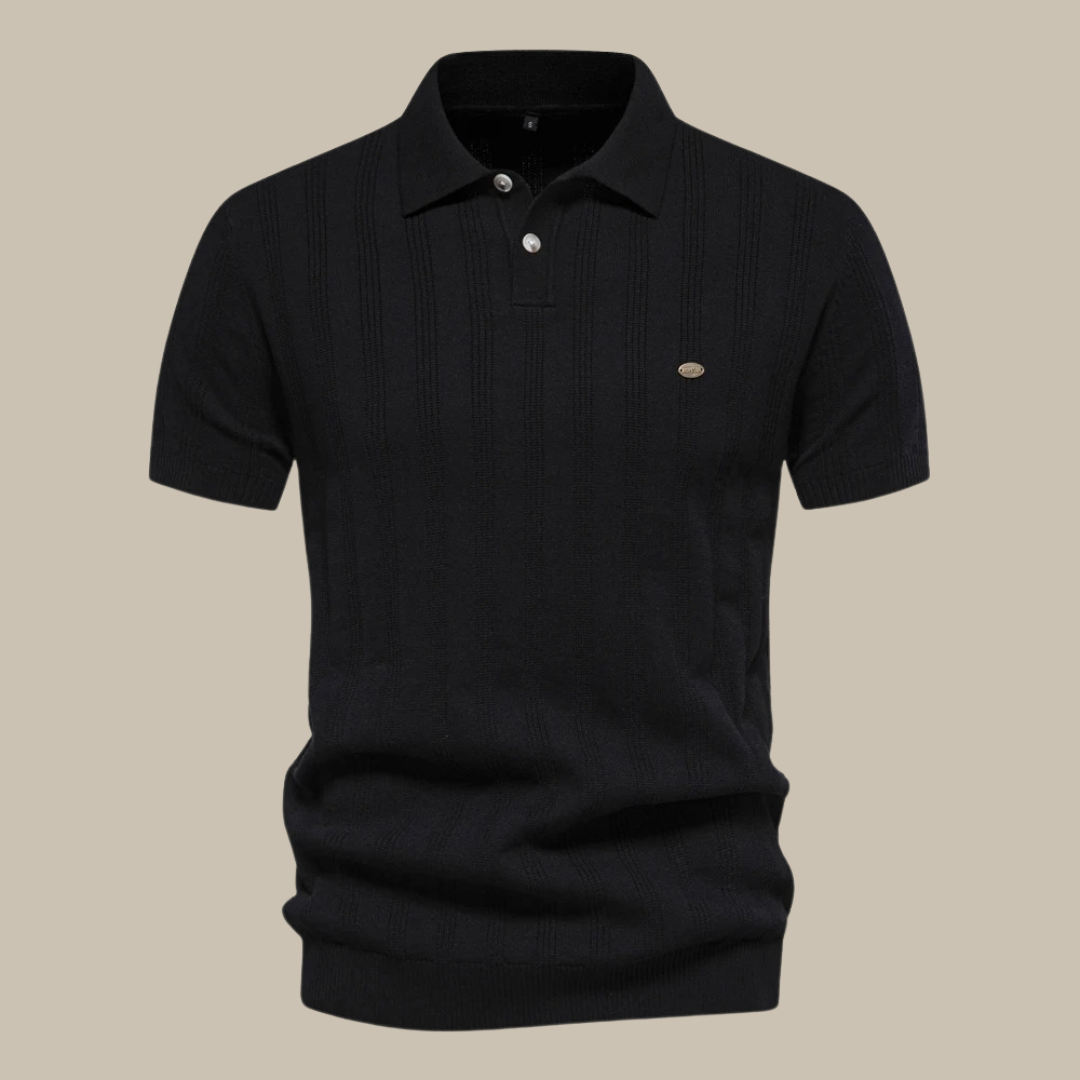Polo Homme Noir Élégant Manches Courtes - LuxeStyle