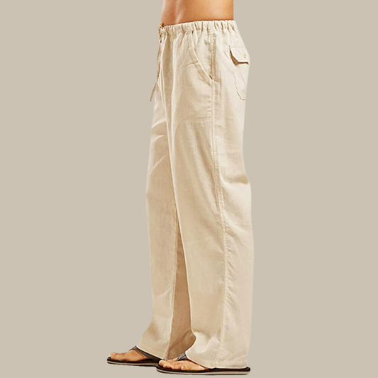 Pantalon décontracté Lin Beige Homme - LuxeStyle