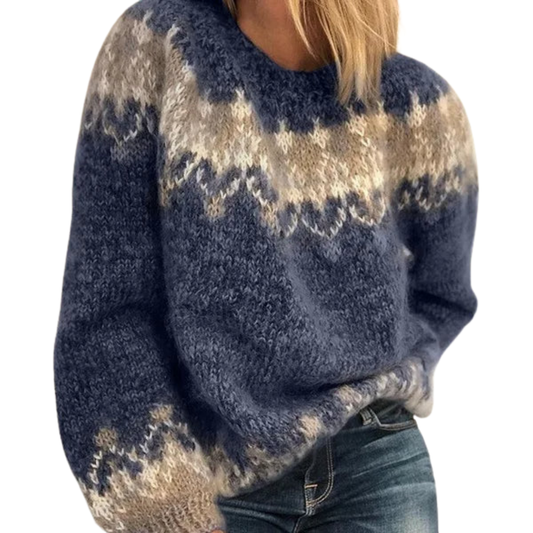 Pull Femme Hiver Tricoté Bleu Marine - LuxeStyle