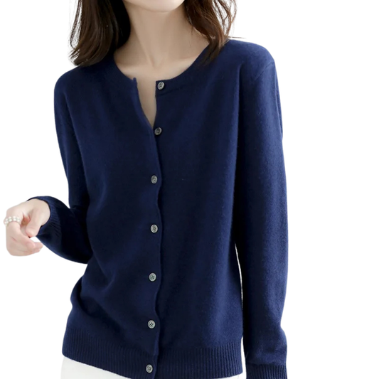 Cardigan Femme Laine Mer Bleu Marine - LuxeStyle