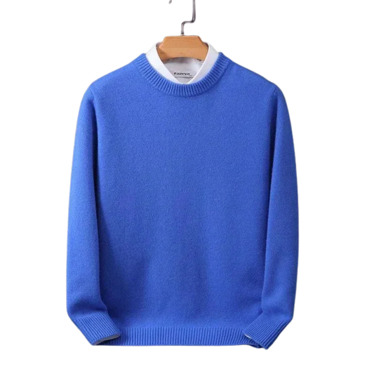 Pull Homme Marine Élégant en Laine - LuxeStyle