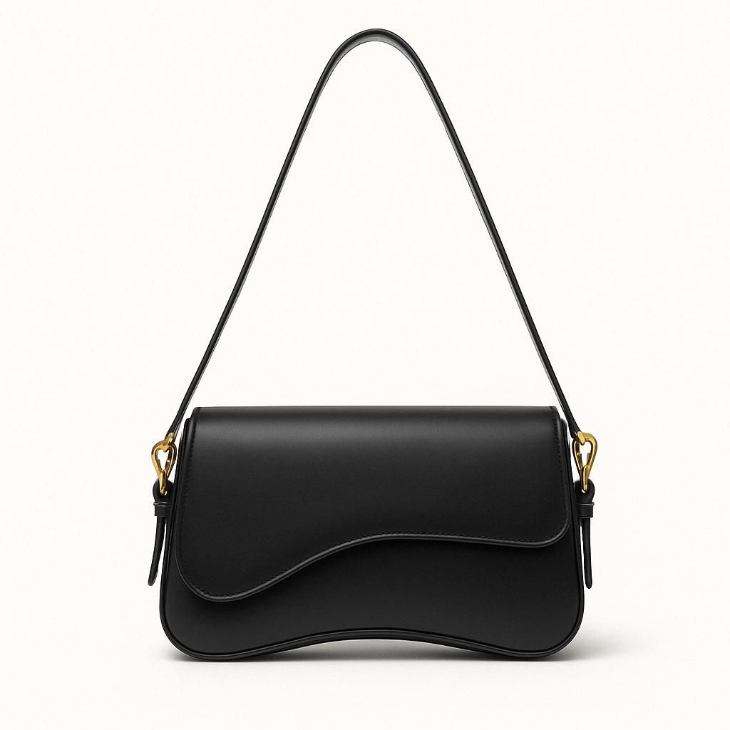 Sac à Main Femme Élégant - Cuir Végétal Brillant avec Forme Chic & Fermetures Or