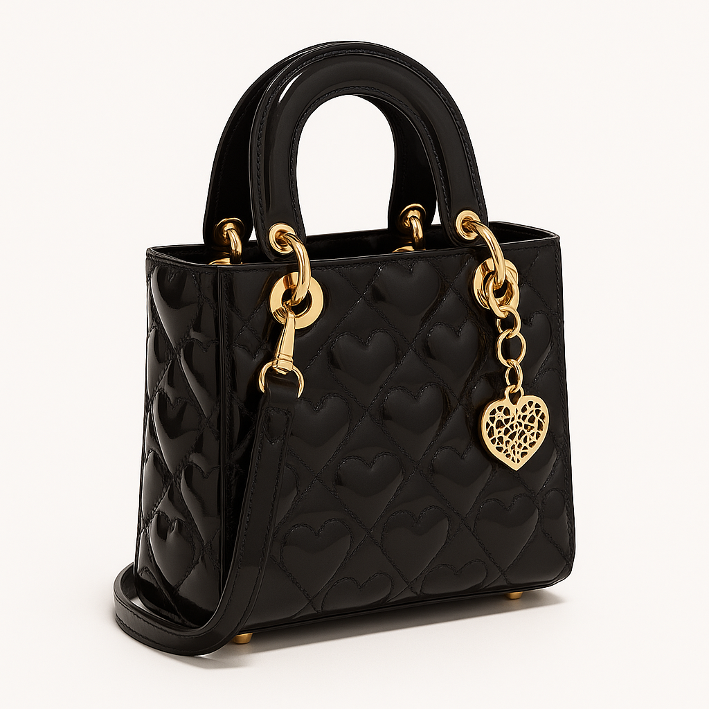 Sac Femme Mini Chic en Cuir Imitation avec Cœurs & Décor Doré
