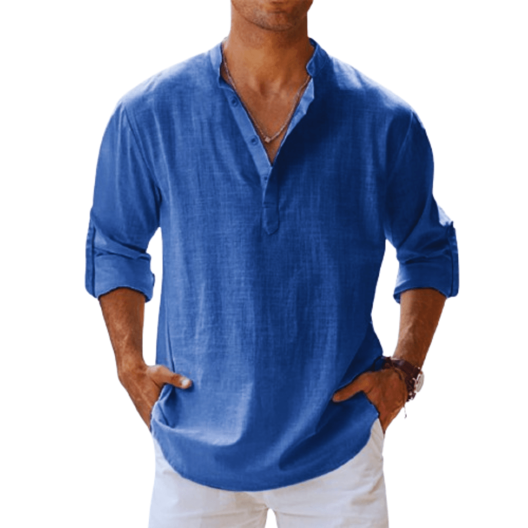Chemise Homme Marine Manches Longues Détendue - LuxeStyle