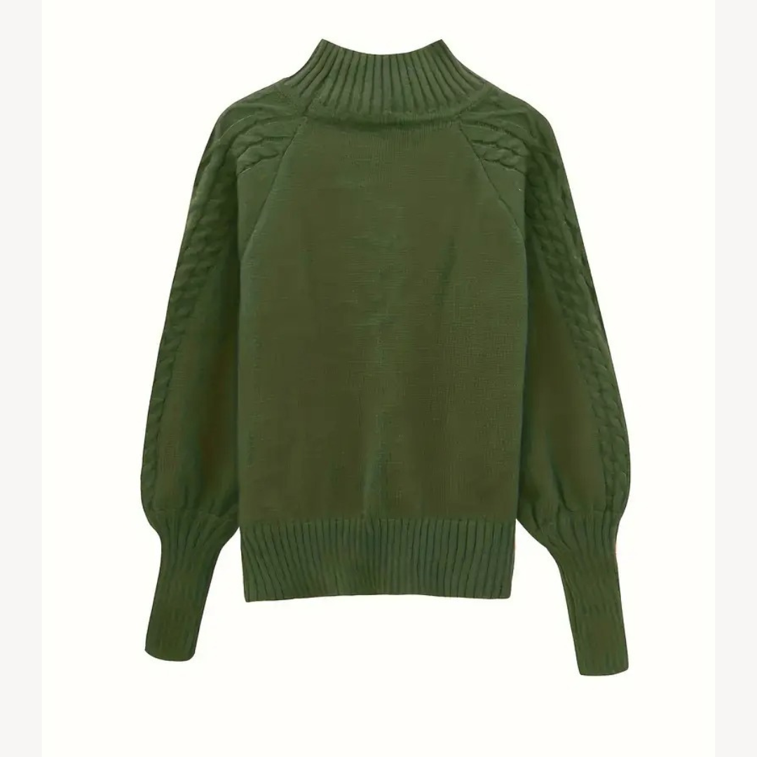 Pull à col roulé en maille torsadée pour femme