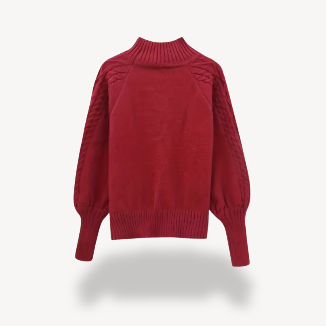 Pull à col roulé en maille torsadée pour femme