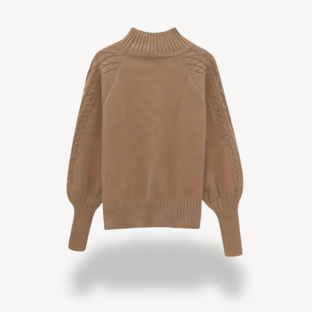 Pull à col roulé en maille torsadée pour femme